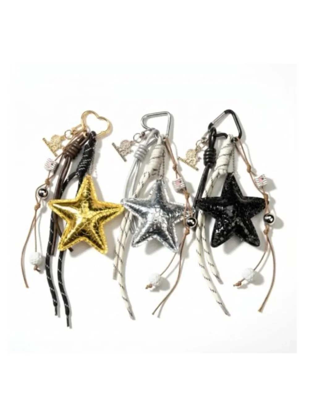 Gold Star Keychain & Bag Charm - Leather Purse Accessory, Vintage Y2K Gift